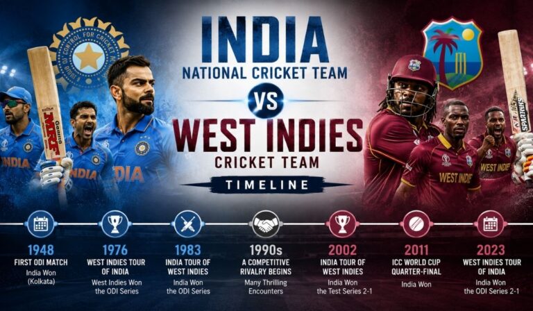 India National Cricket Team vs West Indies Cricket Team Timeline