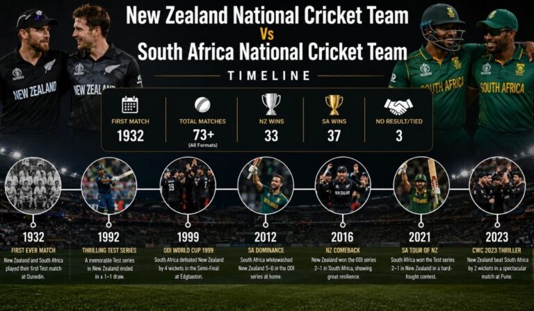 New Zealand National Cricket Team Vs South Africa National Cricket Team Timeline