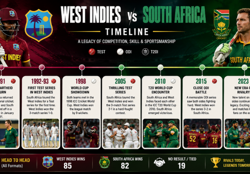 West Indies Cricket Team vs South Africa National Cricket Team Timeline