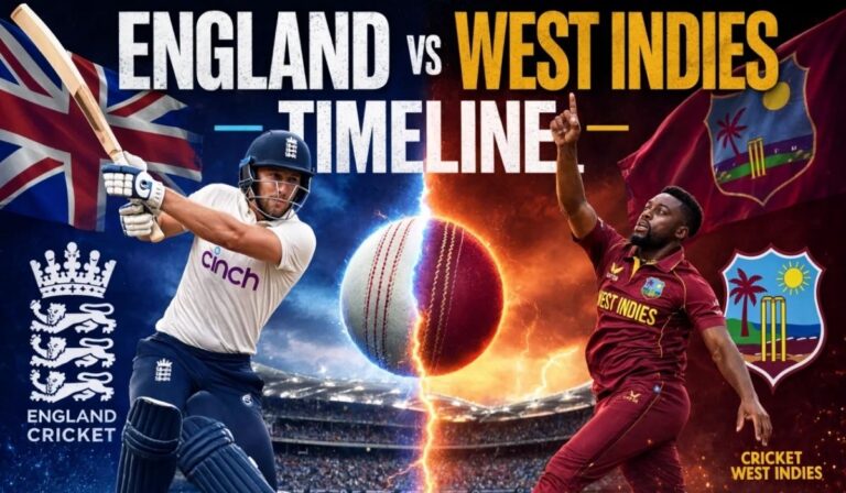 England Cricket Team vs West Indies Cricket Team Timeline