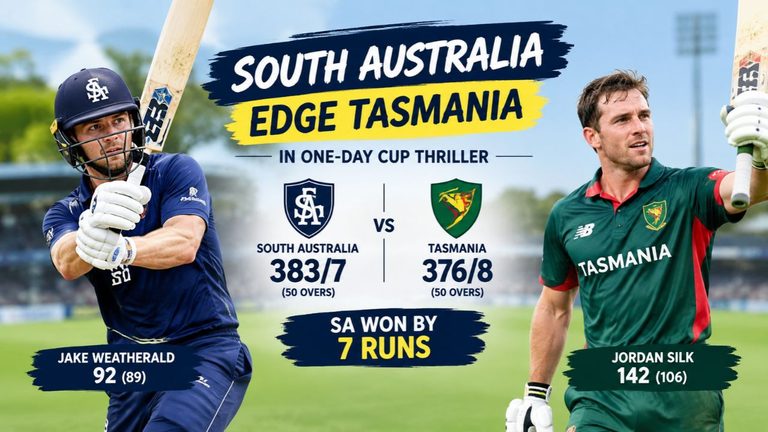 South Australia Edge Tasmania by Seven Runs in One-Day Cup Thriller