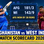 Afghanistan National Cricket Team vs West Indies Cricket Team Match Scorecard